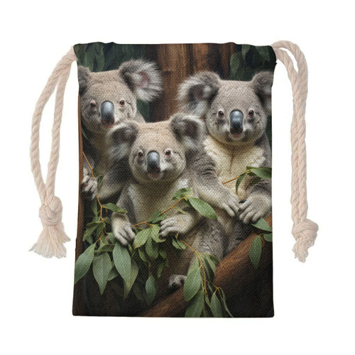 Australia Koala Drawstring Bag - Three Koalas with Gum Trees Ver3 Drawstring Bag Australia Koala Drawstring Bag - Three Koalas with Gum Trees Ver3 Drawstring Bag