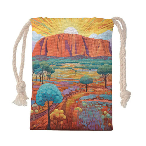 Australia Urulu Drawstring Bag - Urulu Mountain Oil Painting Art  Drawstring Bag