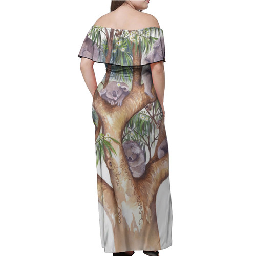 Australia Koala Off Shoulder Long Dress - Koala Sleeping Little One Off Shoulder Long Dress Australia Koala Off Shoulder Long Dress - Koala Sleeping Little One Off Shoulder Long Dress