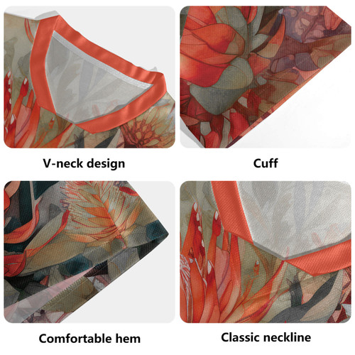 Australia Aboriginal Rugby Jersey - Aussie Red Orange Waratah Flowers Art