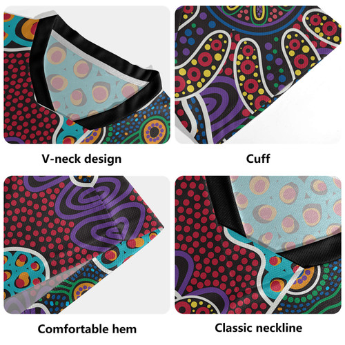 Australia Aboriginal Rugby Jersey - Aboriginal Dot Art Color Inspired Design Rugby Jersey Australia Aboriginal Rugby Jersey - Aboriginal Dot Art Color Inspired Design Rugby Jersey
