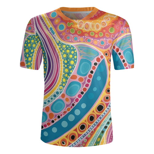 Australia Aboriginal Rugby Jersey - Aboriginal Colorful Dots Art Inspired Design Rugby Jersey