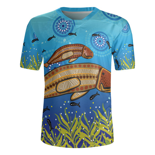Australia Aboriginal Rugby Jersey - Aboriginal Mother And Baby Dugong Inspired Design Rugby Jersey
