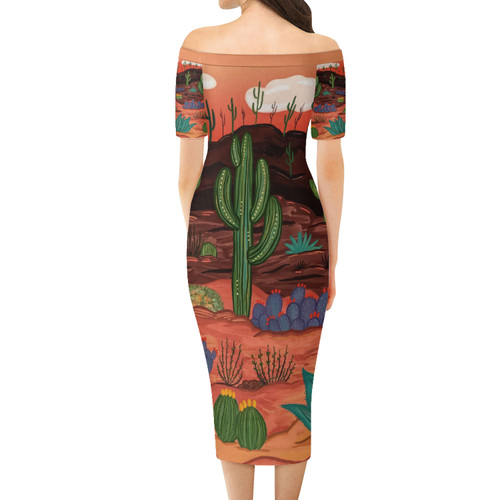 Australia Travelling Short Sleeve Off Shoulder Lady Dress - Australian Desert Short Sleeve Off Shoulder Lady Dress Australia Travelling Short Sleeve Off Shoulder Lady Dress - Australian Desert Short Sleeve Off Shoulder Lady Dress