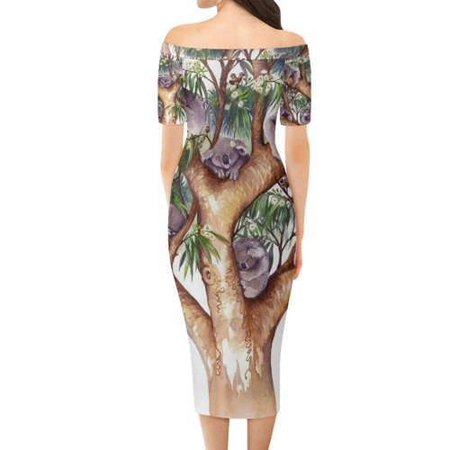 Australia Koala Short Sleeve Off Shoulder Lady Dress - Koala Sleeping Little One Short Sleeve Off Shoulder Lady Dress Australia Koala Short Sleeve Off Shoulder Lady Dress - Koala Sleeping Little One Short Sleeve Off Shoulder Lady Dress