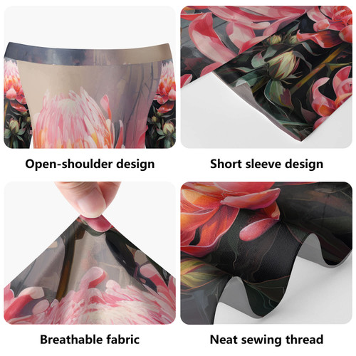 Australia Waratah Short Sleeve Off Shoulder Lady Dress - Waratah Oil Painting Abstract Ver3 Short Sleeve Off Shoulder Lady Dress Australia Waratah Short Sleeve Off Shoulder Lady Dress - Waratah Oil Painting Abstract Ver3 Short Sleeve Off Shoulder Lady Dress