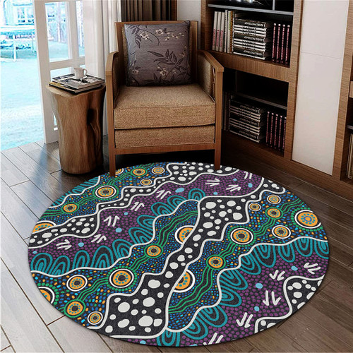 Australia Aboriginal Round Rug - Dot Painting Art Round Rug Australia Aboriginal Round Rug - Dot Painting Art Round Rug