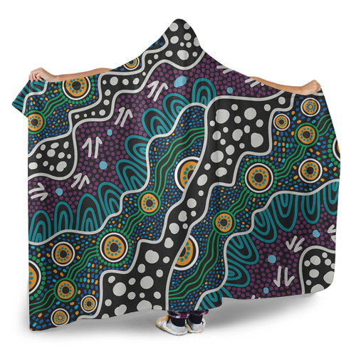 Australia Aboriginal Hooded Blanket - Dot Painting Art Hooded Blanket Australia Aboriginal Hooded Blanket - Dot Painting Art Hooded Blanket