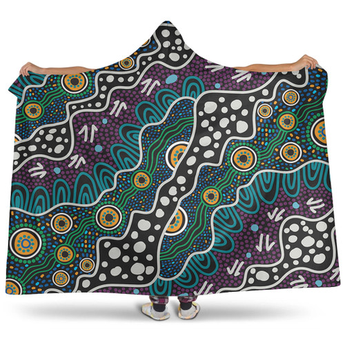 Australia Aboriginal Hooded Blanket - Dot Painting Art Hooded Blanket