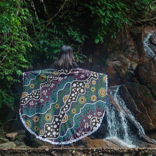 Australia Aboriginal Beach Blanket - Dot Painting Art Beach Blanket Australia Aboriginal Beach Blanket - Dot Painting Art Beach Blanket