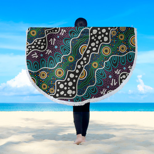 Australia Aboriginal Beach Blanket - Dot Painting Art Beach Blanket Australia Aboriginal Beach Blanket - Dot Painting Art Beach Blanket