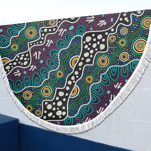 Australia Aboriginal Beach Blanket - Dot Painting Art Beach Blanket Australia Aboriginal Beach Blanket - Dot Painting Art Beach Blanket