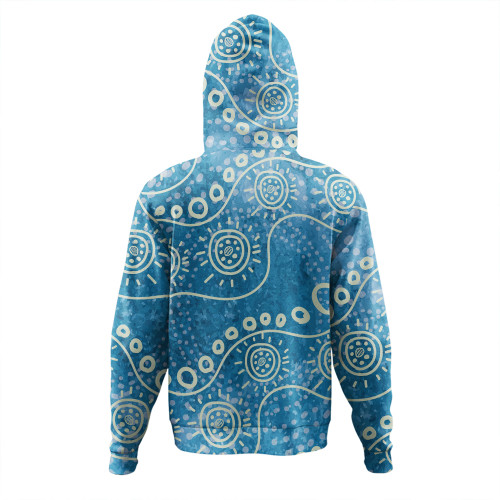 Australia Aboriginal Hoodie - River Scene In Aboriginal Dot Art Style Hoodie Australia Aboriginal Hoodie - River Scene In Aboriginal Dot Art Style Hoodie