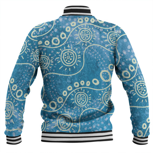 Australia Aboriginal Baseball Jacket - River Scene In Aboriginal Dot Art Style Baseball Jacket Australia Aboriginal Baseball Jacket - River Scene In Aboriginal Dot Art Style Baseball Jacket