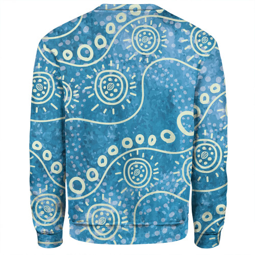 Australia Aboriginal Sweatshirt - River Scene In Aboriginal Dot Art Style Sweatshirt