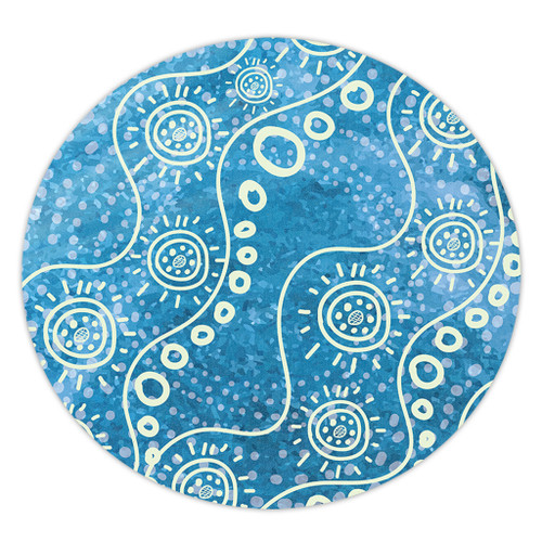 Australia Aboriginal Round Rug - River Scene in Aboriginal Dot Art Style Round Rug