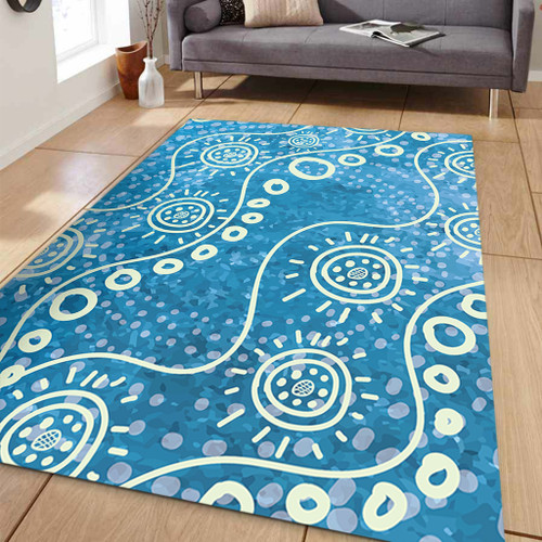 Australia Aboriginal Area Rug - River Scene in Aboriginal Dot Art Style Area Rug Australia Aboriginal Area Rug - River Scene in Aboriginal Dot Art Style Area Rug