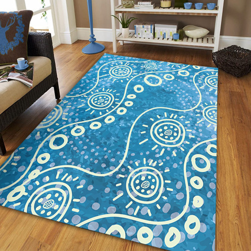 Australia Aboriginal Area Rug - River Scene in Aboriginal Dot Art Style Area Rug Australia Aboriginal Area Rug - River Scene in Aboriginal Dot Art Style Area Rug