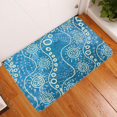 Australia Aboriginal Door Mat - River Scene in Aboriginal Dot Art Style Door Mat Australia Aboriginal Door Mat - River Scene in Aboriginal Dot Art Style Door Mat
