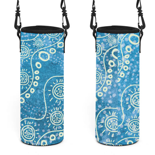 Australia Aboriginal Water Bottle Sleeve - River Scene In Aboriginal Dot Art Style Water Bottle Sleeve Australia Aboriginal Water Bottle Sleeve - River Scene In Aboriginal Dot Art Style Water Bottle Sleeve