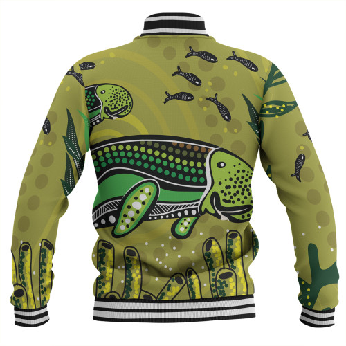 Australia Aboriginal Baseball Jacket - Mother And Baby Dugong Aboriginal Art Baseball Jacket Australia Aboriginal Baseball Jacket - Mother And Baby Dugong Aboriginal Art Baseball Jacket