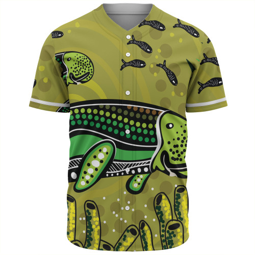 Australia Aboriginal Baseball Shirt - Mother And Baby Dugong Aboriginal Art Baseball Shirt