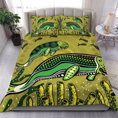Australia Aboriginal Bedding Set - Mother And Baby Dugong Aboriginal Art Bedding Set Australia Aboriginal Bedding Set - Mother And Baby Dugong Aboriginal Art Bedding Set