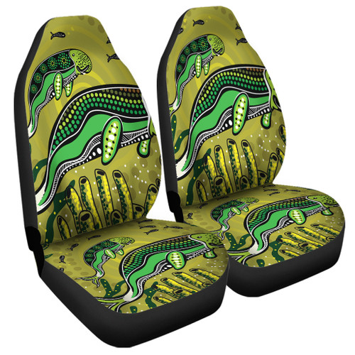 Australia Aboriginal Car Seat Covers - Mother And Baby Dugong Aboriginal Art Car Seat Covers