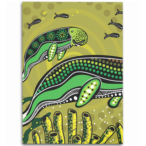 Australia Aboriginal Area Rug - Mother And Baby Dugong Aboriginal Art Area Rug