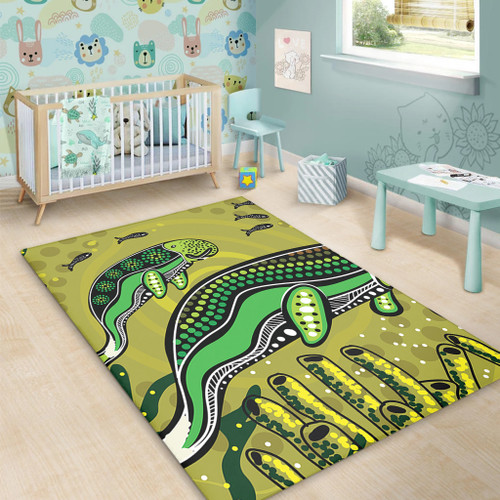 Australia Aboriginal Area Rug - Mother And Baby Dugong Aboriginal Art Area Rug Australia Aboriginal Area Rug - Mother And Baby Dugong Aboriginal Art Area Rug