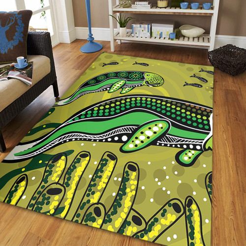 Australia Aboriginal Area Rug - Mother And Baby Dugong Aboriginal Art Area Rug Australia Aboriginal Area Rug - Mother And Baby Dugong Aboriginal Art Area Rug
