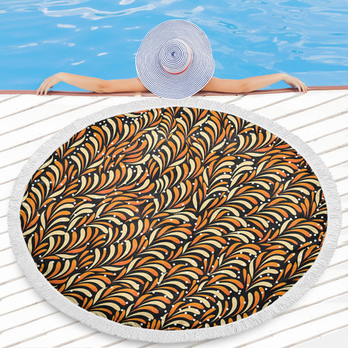 Australia Aboriginal Beach Blanket - Seamless Bush Leaves Beach Blanket