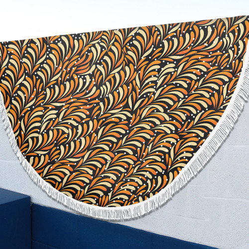 Australia Aboriginal Beach Blanket - Seamless Bush Leaves Beach Blanket