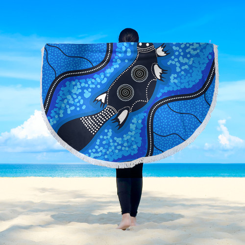 Australia Aboriginal Beach Blanket - Platypus Art Beach Blanket Australia Aboriginal Beach Blanket - Platypus Art Beach Blanket