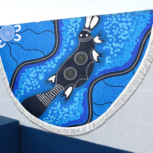 Australia Aboriginal Beach Blanket - Platypus Art Beach Blanket Australia Aboriginal Beach Blanket - Platypus Art Beach Blanket