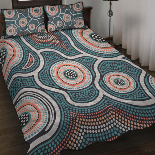 Australia Aboriginal Quilt Bed Set - Aboriginal Dot Art Style Quilt Bed Set Australia Aboriginal Quilt Bed Set - Aboriginal Dot Art Style Quilt Bed Set