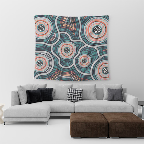 Australia Aboriginal Tapestry - Aboriginal Dot Art Style Tapestry Australia Aboriginal Tapestry - Aboriginal Dot Art Style Tapestry