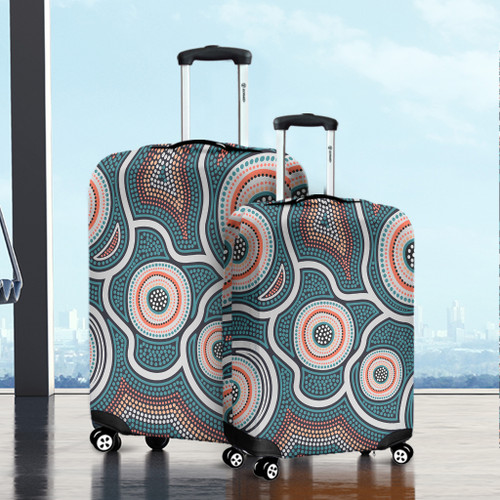 Australia Aboriginal Luggage Cover - Aboriginal Dot Art Style Luggage Cover Australia Aboriginal Luggage Cover - Aboriginal Dot Art Style Luggage Cover