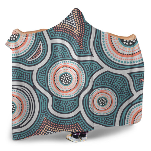 Australia Aboriginal Hooded Blanket - Aboriginal Dot Art Style Hooded Blanket Australia Aboriginal Hooded Blanket - Aboriginal Dot Art Style Hooded Blanket