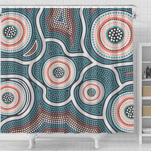 Australia Aboriginal Shower Curtain - Aboriginal Dot Art Style Shower Curtain