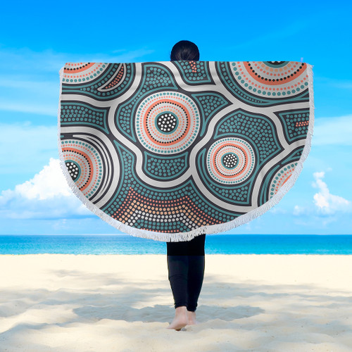 Australia Aboriginal Beach Blanket - Aboriginal Dot Art Style Beach Blanket Australia Aboriginal Beach Blanket - Aboriginal Dot Art Style Beach Blanket