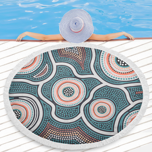 Australia Aboriginal Beach Blanket - Aboriginal Dot Art Style Beach Blanket Australia Aboriginal Beach Blanket - Aboriginal Dot Art Style Beach Blanket