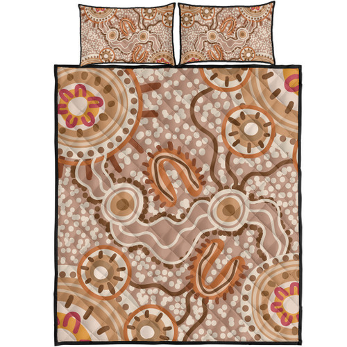 Australia Aboriginal Quilt Bed Set - Aboriginal Dot Design Artwork Quilt Bed Set