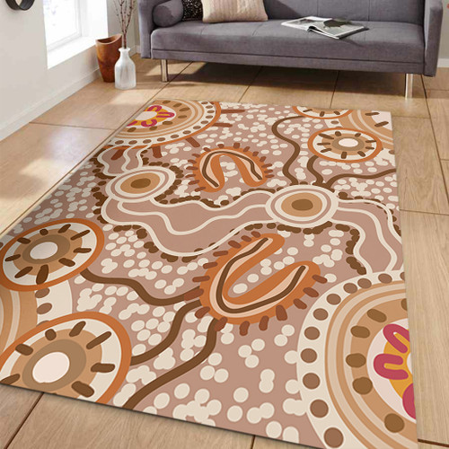 Australia Aboriginal Area Rug - Aboriginal Dot Design Artwork Area Rug