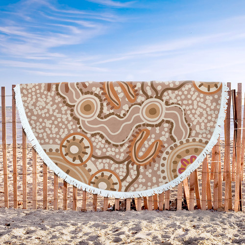 Australia Aboriginal Beach Blanket - Aboriginal Dot Design Artwork Beach Blanket Australia Aboriginal Beach Blanket - Aboriginal Dot Design Artwork Beach Blanket