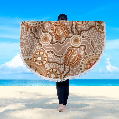 Australia Aboriginal Beach Blanket - Aboriginal Dot Design Artwork Beach Blanket Australia Aboriginal Beach Blanket - Aboriginal Dot Design Artwork Beach Blanket