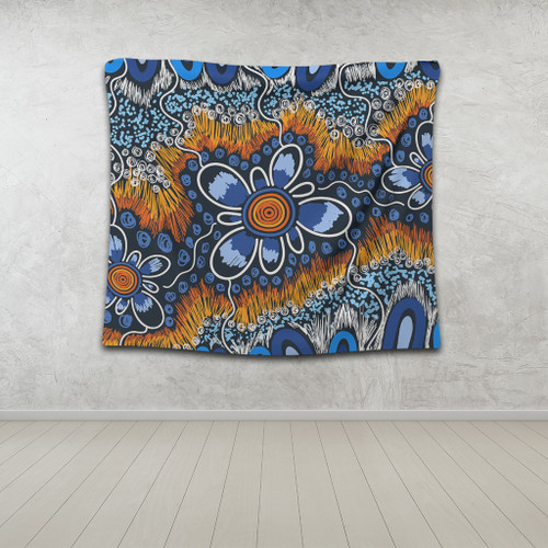 Australia Aboriginal Tapestry - Aboriginal Flowers Art Tapestry Australia Aboriginal Tapestry - Aboriginal Flowers Art Tapestry
