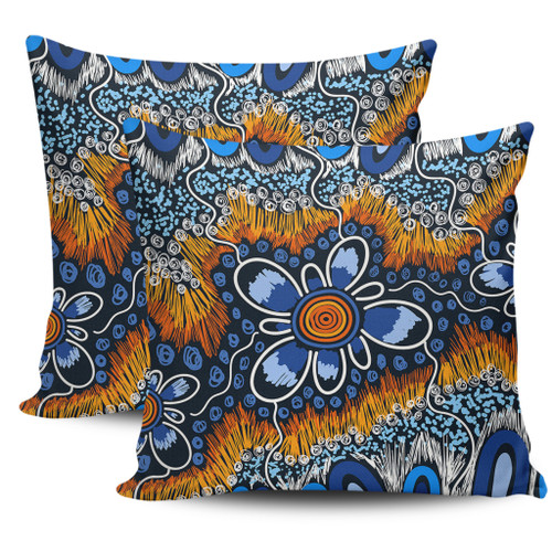 Australia Aboriginal Pillow Covers - Aboriginal Flowers Art Pillow Covers