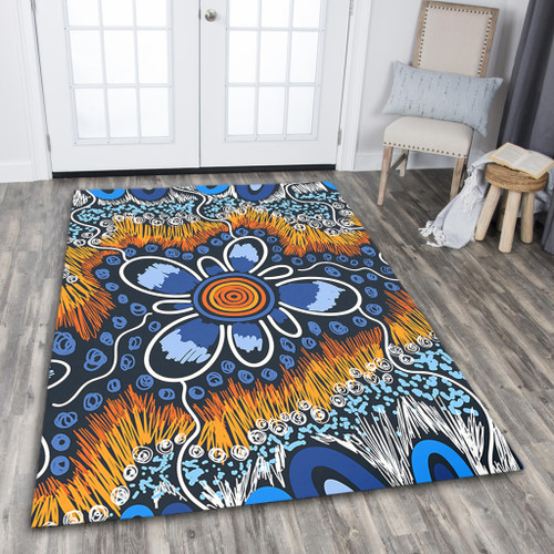 Australia Aboriginal Area Rug - Aboriginal Flowers Art Area Rug Australia Aboriginal Area Rug - Aboriginal Flowers Art Area Rug