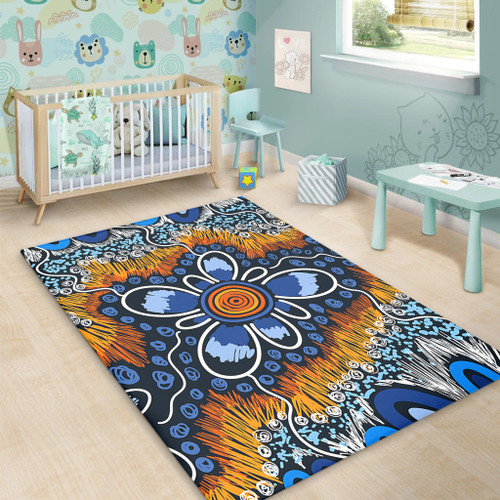 Australia Aboriginal Area Rug - Aboriginal Flowers Art Area Rug Australia Aboriginal Area Rug - Aboriginal Flowers Art Area Rug